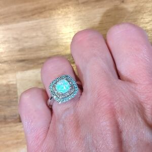 Opal and white sapphire ring size 7